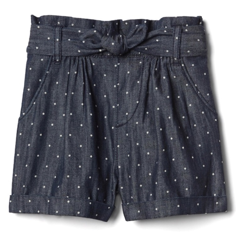 NWT Baby Gap Polka Dot Dark Chambray Shorts